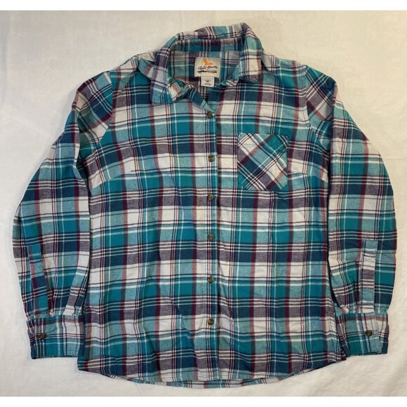 Women’s Medium Field & Stream Plaid Flannel Long Sleeve Button Up Shirt - Picture 1 of 9